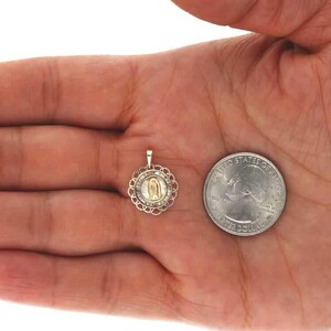 14K Solid Yellow Gold Our Lady of Guadalupe Diamond Cut Round Medallion Pendant