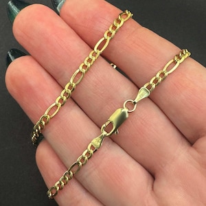 Solid 14K Gold Filled 3mm Figaro Chain Necklace 20&quot;, 22&quot;, 24&quot;