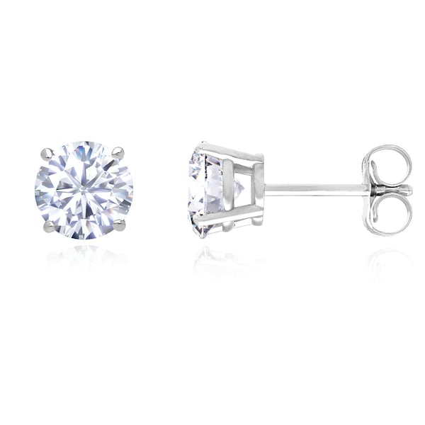 14K White Gold Charles & Colvard Moissanite Brilliant-Cut Stud Earrings 0.50-4 CTW