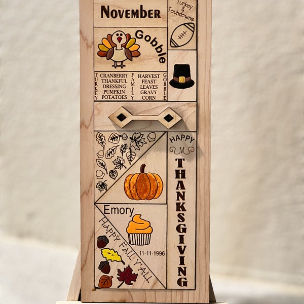 Fall / Thanksgiving  Tiles for Sherry's Magnetic Calendar - Customize & Personalized, Customize for every month! Turkey, Pie, Family!