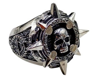 Men&#39;s massive ring Rogue Trader, code RT, completely 925 sterling silver, war hammer, wh40k