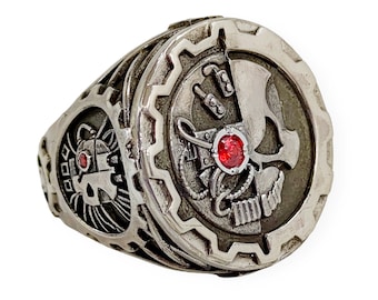 Men&#39;s ring Mechanicus, 701140YM, completely 925 sterling silver with blackening, cubic zirconium inserts
