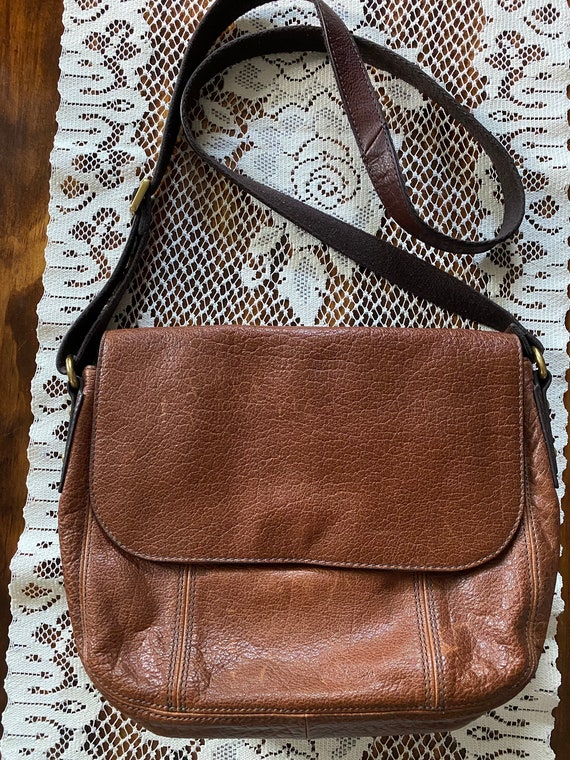 Vintage Fossil Crossbody Purse, Brown Leather, Cla