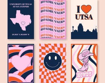 University of Texas at San Antonio Digital Posters | UTSA Wall Art | College Wall Decor | Set of 6 Digital Downloads | UTSA Dorm Posters