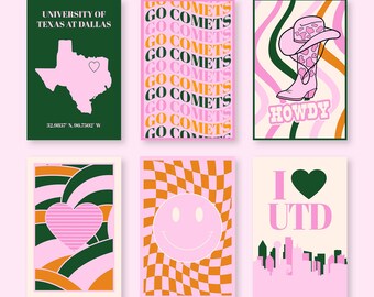University of Texas at Dallas Digital Posters | UTD Wall Art | College Wall Decor | Set of 6 Digital Download Prints | UTDallas
