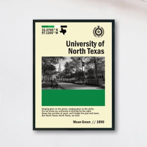 University of North Texas Poster | Instant Digital Download | UNT Campus Print | Dorm Wall Decor | Alumni Gift | Modern UNT Artwork
