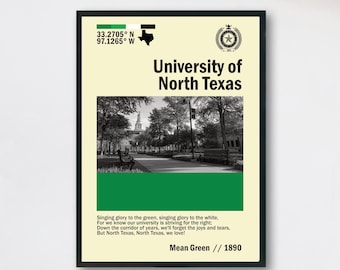 University of North Texas Poster | Instant Digital Download | UNT Campus Print | Dorm Wall Decor | Alumni Gift | Modern UNT Artwork