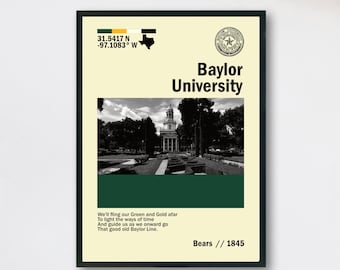 Baylor University Poster | Instant Digital Download | Baylor Campus Art Print | Dorm Wall Decor | Alumni Gift | Modern Baylor Artwork