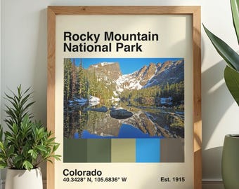 Rocky Mountain National Park Digital Poster | Colorado Print | Mid Century Modern Wall Art | Vintage Travel Poster | Instant Download
