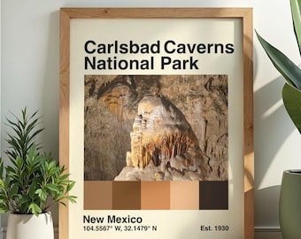 Carlsbad Caverns National Park Digital Poster | New Mexico Print | Mid Century Modern Wall Art | Vintage Travel Poster | Instant Download