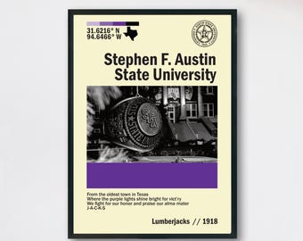 Stephen F. Austin Poster | Instant Digital Download | SFASU Campus Art Print | Dorm Wall Decor | Alumni Gift | Modern SFASU Artwork