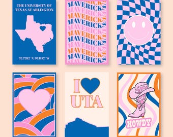 University of Texas at Arlington Digital Posters | UTA Wall Art | College Wall Decor | Set of 6 Digital Download Prints | UTA Dorm Posters