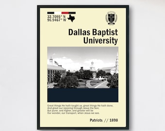 Dallas Baptist University Poster | Instant Digital Download | DBU Campus Art Print | Dorm Wall Decor | Alumni Gift | Modern DBU Artwork