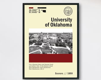 University of Oklahoma Poster | Instant Digital Download | OU Campus Art Print | Dorm Wall Decor | Alumni Gift | Modern OU Artwork