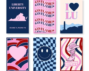 Liberty University Digital Posters | LU Wall Art | College Wall Decor | Set of 6 Digital Download Prints | Liberty University Dorm Posters