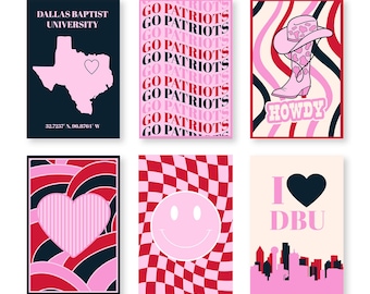 Dallas Baptist University Digital Posters | DBU Wall Art | College Wall Decor | Set of 6 Digital Download Prints | DBU Posters