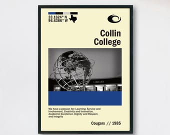 Collin College Campus Poster | Dorm Decor, Alumni Gift (Digital Download)