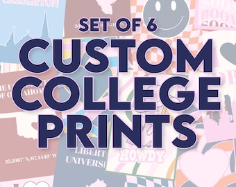 Custom College Prints Set – Personalized University Wall Art (Digital Download)