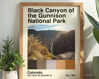 Black Canyon of the Gunnison National Park Digital Poster | Gunnison River Colorado Print | Mid Century Modern Wall Art | Instant Download