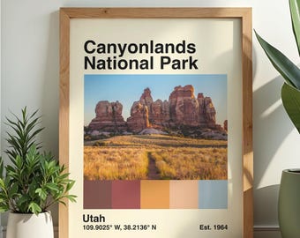 Canyonlands National Park Digital Poster | Needles Utah Print | Mid Century Modern Wall Art | Vintage Travel Poster | Instant Download