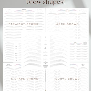 Microblading Patterns, Nanoblade pattern, Basic, Advance, Curve, S Shape, Step-by-Step pattern, Eyebrow practice sheet, PDF, PNG, JPG