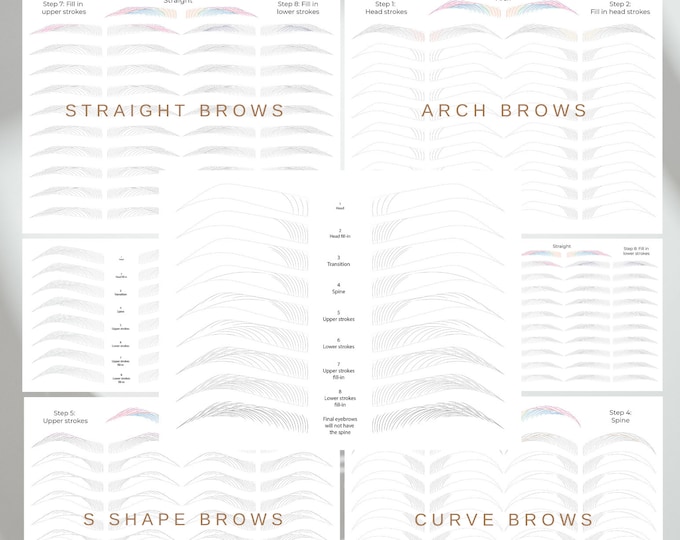 Fluffy 1 Step-by-step Microblading Pattern Microblading Stroke Pattern ...