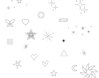 100 Shapes, Shapes to create tattoo designs, Fineline designs, Fineline Tattoo, Digital Download Tattoo, AI files.