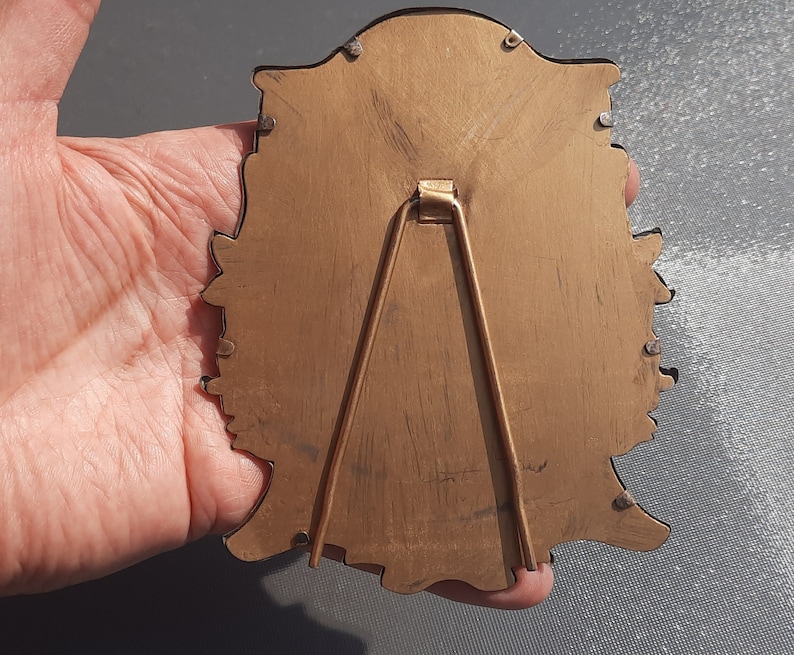 Mooie grote koperen plaquette religieus icoon Je Suis L'immaculee Conception E Dropsy image 2