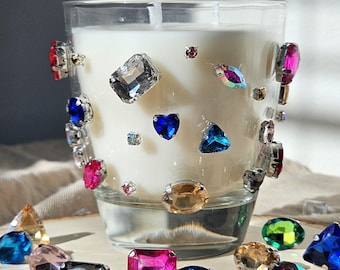 Jess | Multi Color Glam Candle | Handcrafted 3 Wick Candle | Luxe Coconut Soy Shimmered Wax
