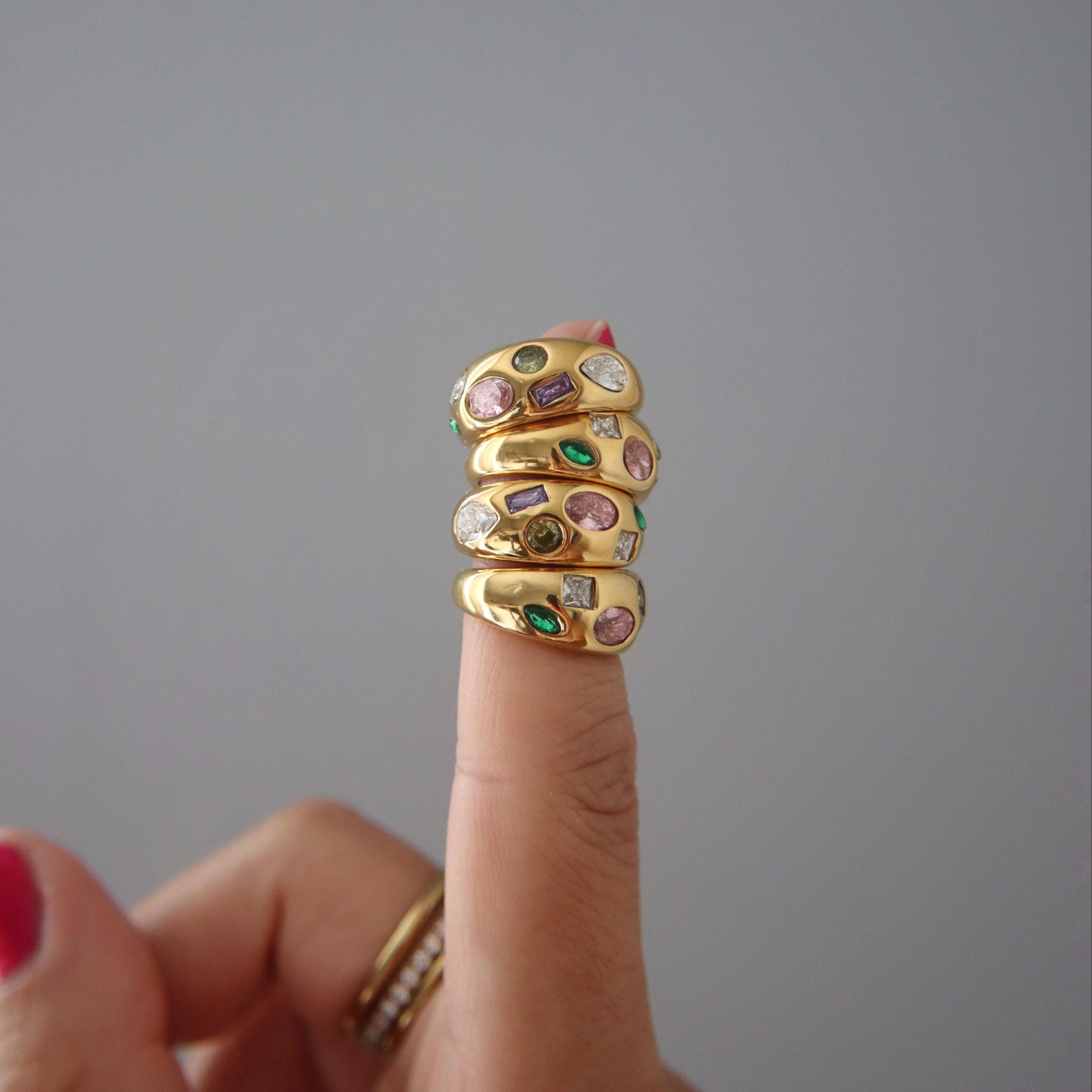 Mosaic Ring Multicolor Gem Ring Etsy 