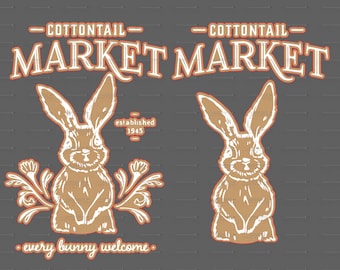 Frühling Cottontail Market SVG & PNG Kreidedatei, DIY, Glowforge, Cricut, Silhouette, Laser Cutter Datei .15 Offset