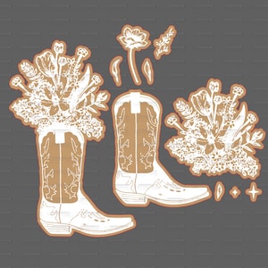 Cowgirl Boot February Chalk Club SVG and PNG file I Digital File I Glowforge I Cricut I Silhouette I Laser Cutter File I .15 offset