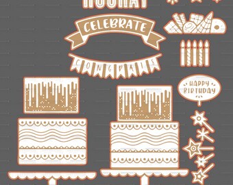 Birthday Cake  SVG and PNG file I Digital File I Glowforge I Cricut I Silhouette I Laser Cutter File I .15 offset