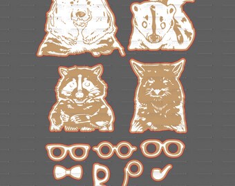 Waldtiere SVG & PNG Kreidedatei, DIY, Glowforge, Cricut, Silhouette, Laser Cutter Datei .15 Offset