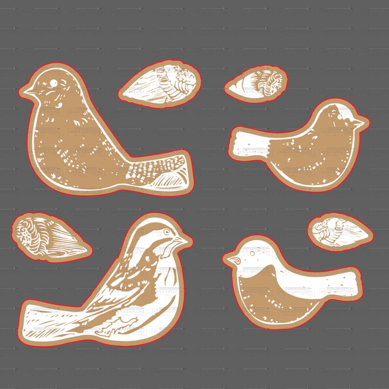 Realistic Etched Bird Cutouts SVG & PNG Chalk File DIY Etsy