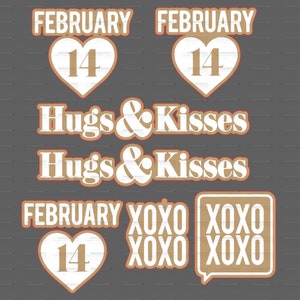 Hugs and Kisses XOXO svg & PNG-bestand, DIY, Glowforge, Laser File .15 offset