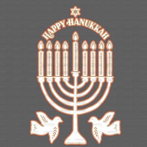 Chanukka Menorah SVG, PNG und PDF Kreidedatei I Glowforge I Cricut I Silhouette I Laser Cutter Datei I .15 Offset