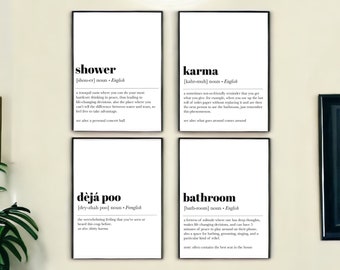 Funny Bathroom Wall Decor | 4 options I 2 Sizes I Bathroom Definition Canvas Panel Prints | Bathroom Art | minimalist | UV print