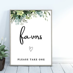 Favores de boda de vegetación signo imprimible, por favor tome un favor, favores imprimibles de eucalipto, signo de cartel de boda, boda boho, regalo de agradecimiento