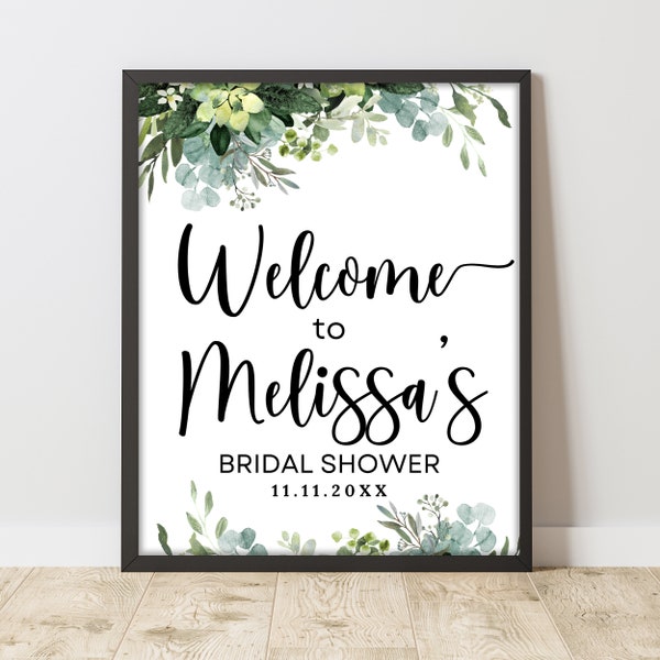 Greenery Welcome Sign, Bridal Shower Welcome Sign, Custom Sign, Welcome Signage, Any Event, Printable Welcome Sign Wedding, Made to Order