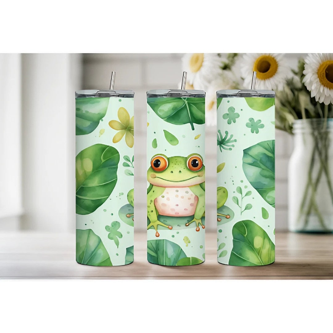 Kawaii Frog Tumbler Wrap - 20oz Skinny Tumbler Sublimation Design ...
