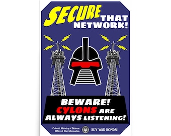 Cartel de propaganda de guerra de Cylon - "Asegure esa red"