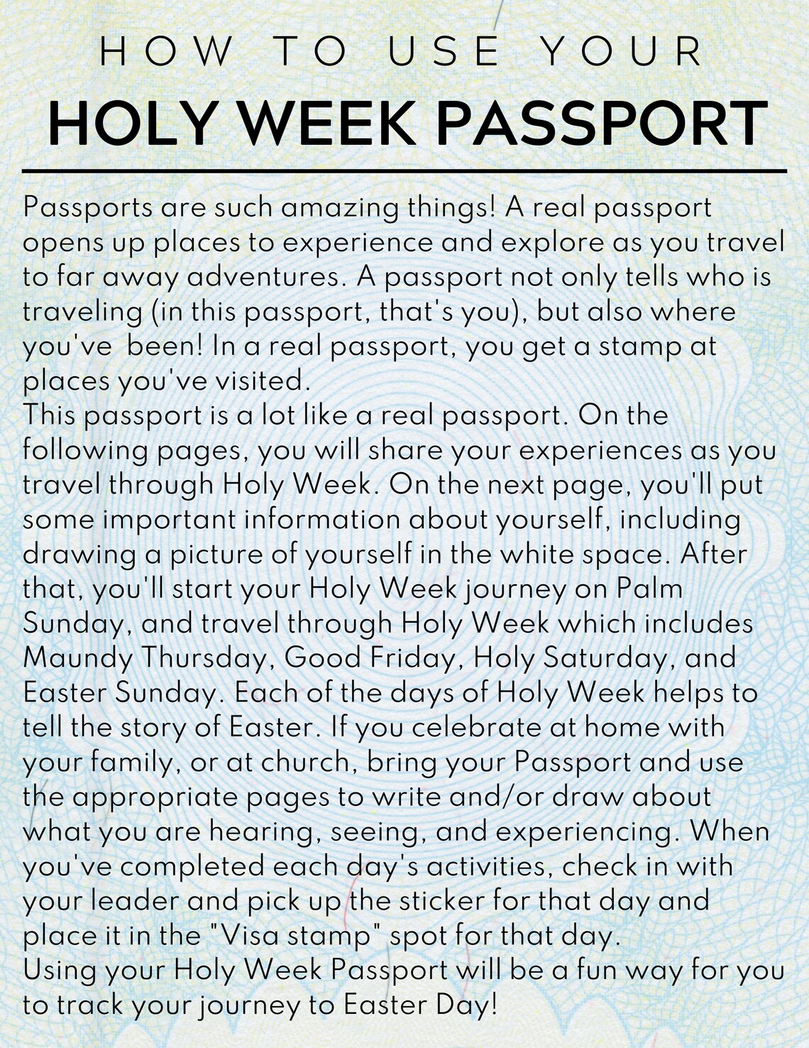Holy Week Passport - Etsy