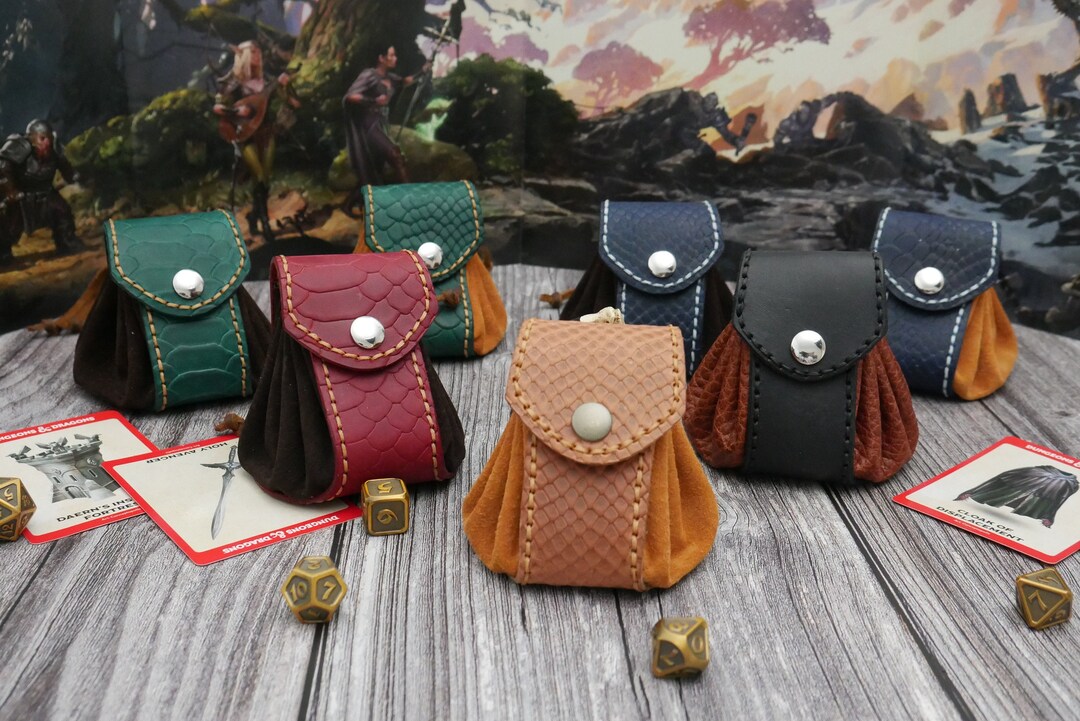 Small Leather Dice Bag Round Pouch Dnd Dice Bag LARP Leather Pouch RPG