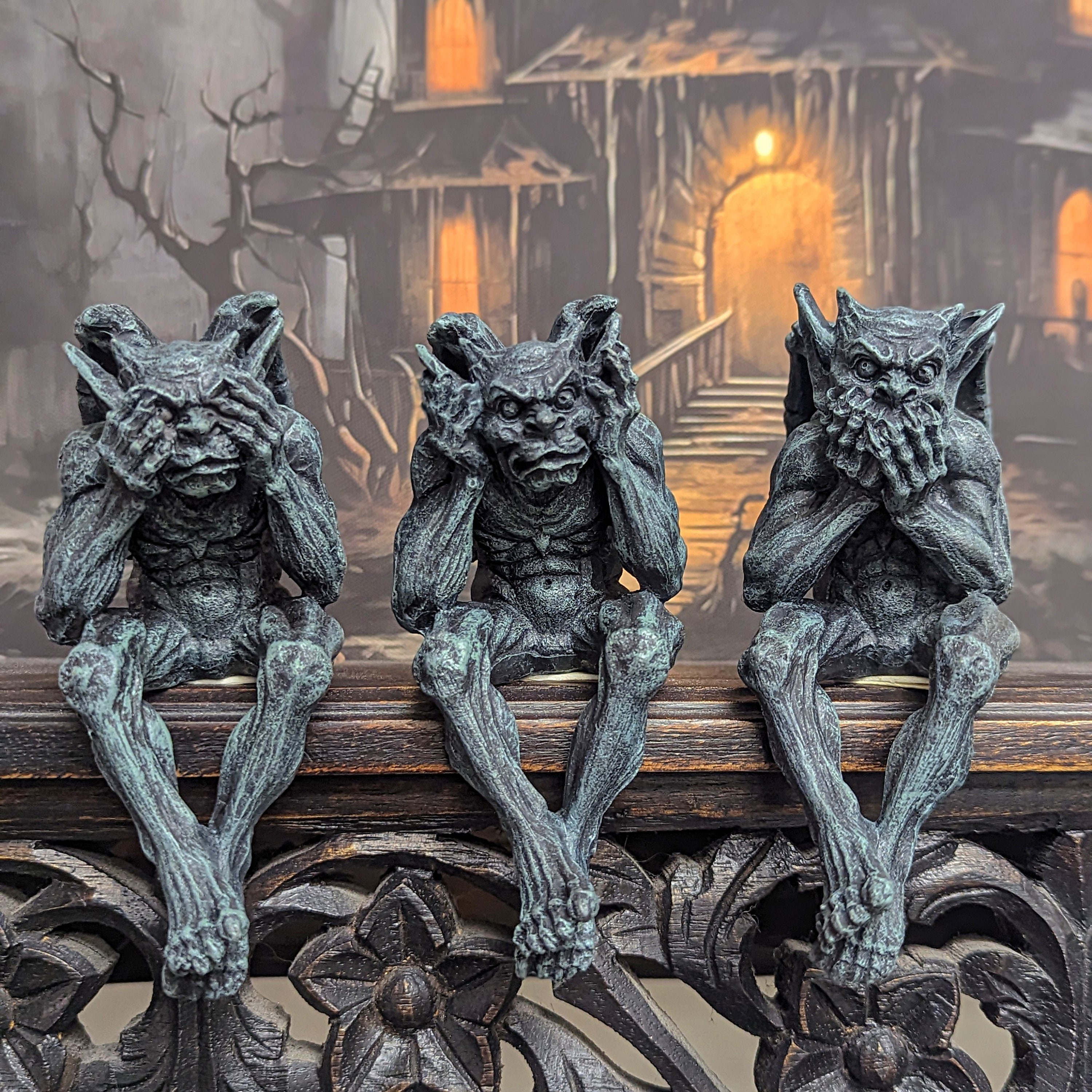 Gargoyle See, Hear, Speak No Evil Figurines, Gargoyle Three