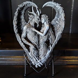 Lucifer and Lilith Solemn Vow Figurine, Demon and Angel Love Embrace, Dark Valentine's Statue, Gothic Satanic Valentine's Decor, Gothic Gift