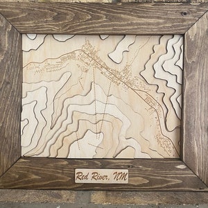 Red River Topography Map | Wooden Topography Map | Custom City Map | Topographic Map