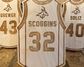 DIGITAL FILE Custom Basketball Jersey Sign | Laser Cut Basketball Plaque SVG | Personalized Basketball Jersey | Wood Jersey Sign