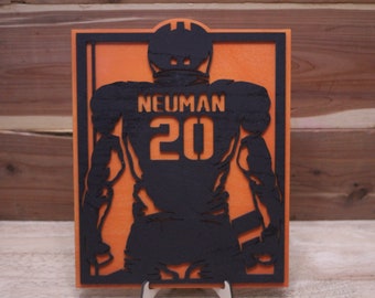 Custom Football Player Sign | Laser Cut Football Plaque | Personalized Football Silhouette