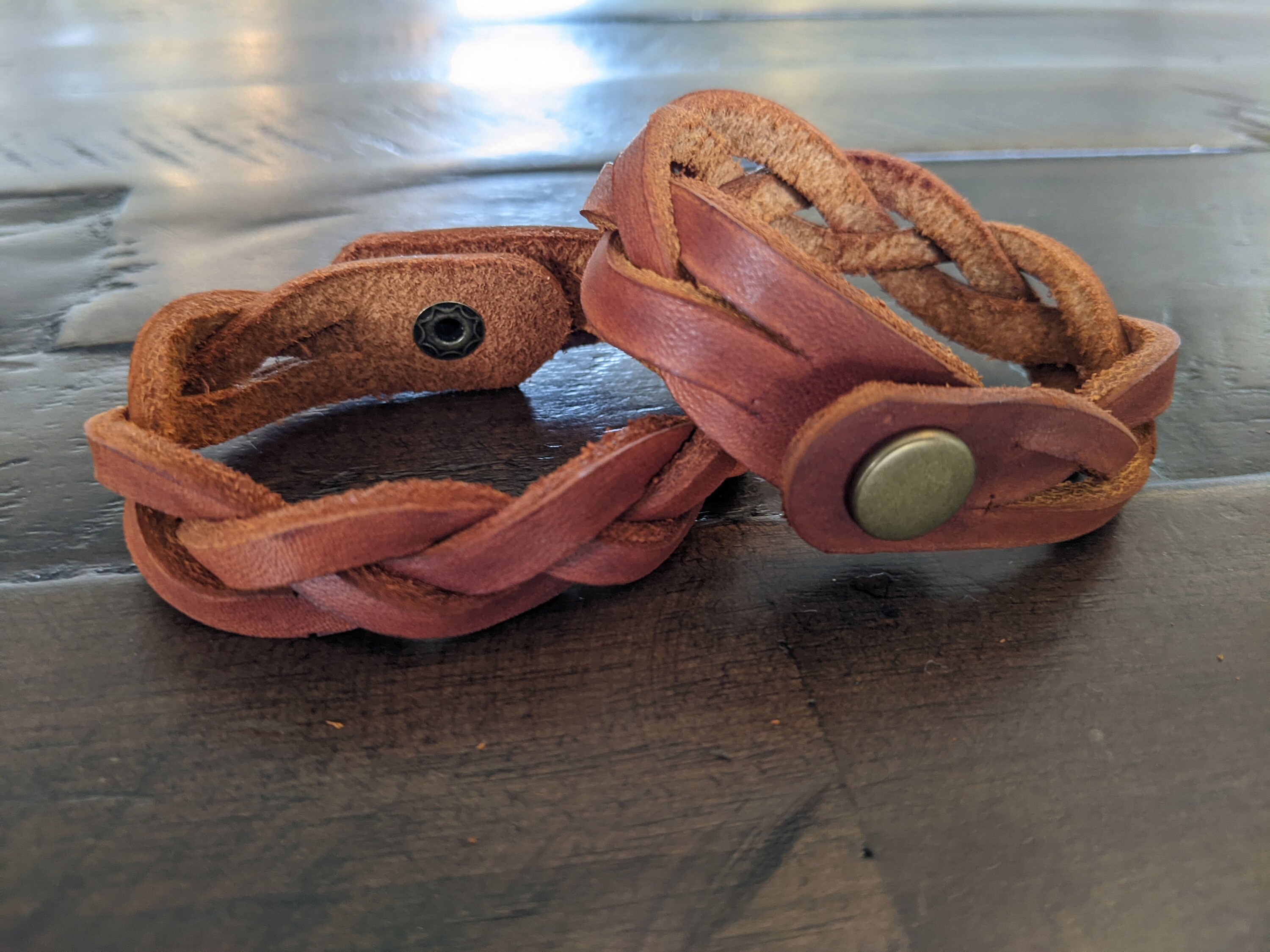 Brown leather braided bracelet deals